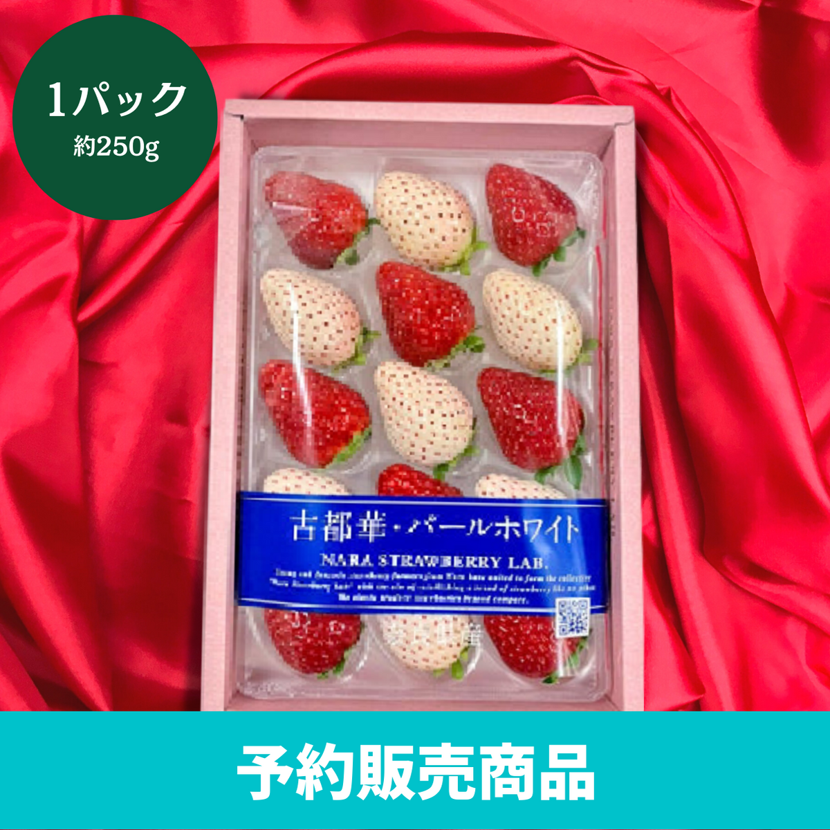 ギフト〉 奈良県産 紅白いちご (古都華・白いちご) 1パック（約250g