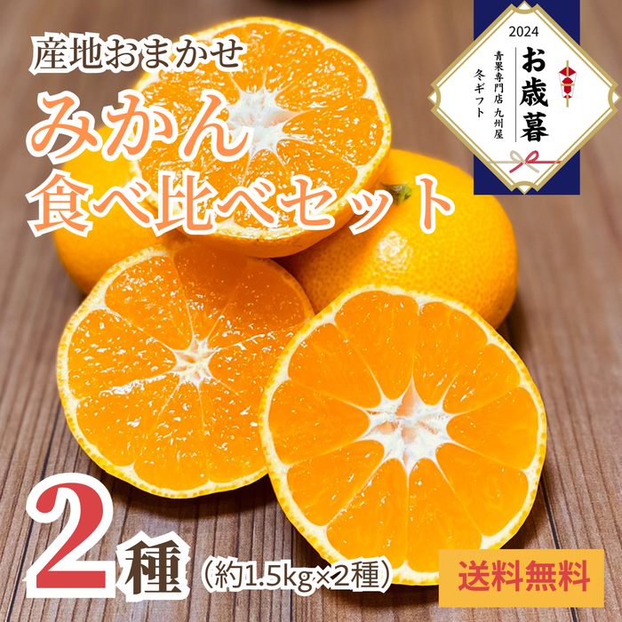 〈お歳暮〉
【2種】
みかん食べ比べセット
約3kg（約1.5kg×2種）