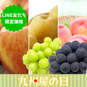 【LINE限定価格】秋満喫果物セット（サンつがる、豊水、桃　各2個　シャインマスカット、ピオーネ　各1房）〈九州屋の日〉