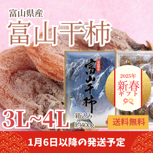 〈新春ギフト〉
富山県産 
富山干柿 
化粧箱（3L～4Lサイズ、箱込み約400g）