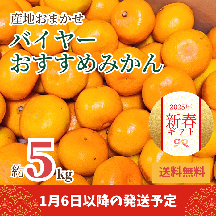 〈新春ギフト〉
産地はおまかせ！
バイヤーおすすめみかん
（約5kg、M～2Lサイズ）